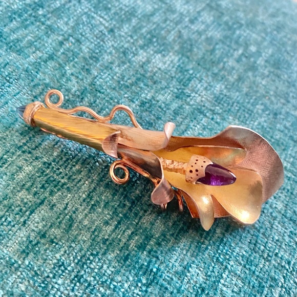 Stunning Handcrafted 10k & 925 Silver Pendant With Amethysts - Picture 2 of 6